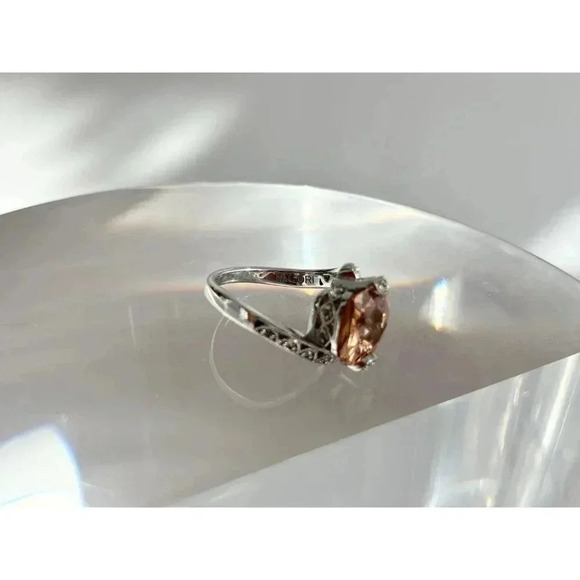 Bypass Shank Rose Gold Cubic Zirconia Stone Cushion Cut Sterling Ring - Sz 5 - Picture 6 of 10